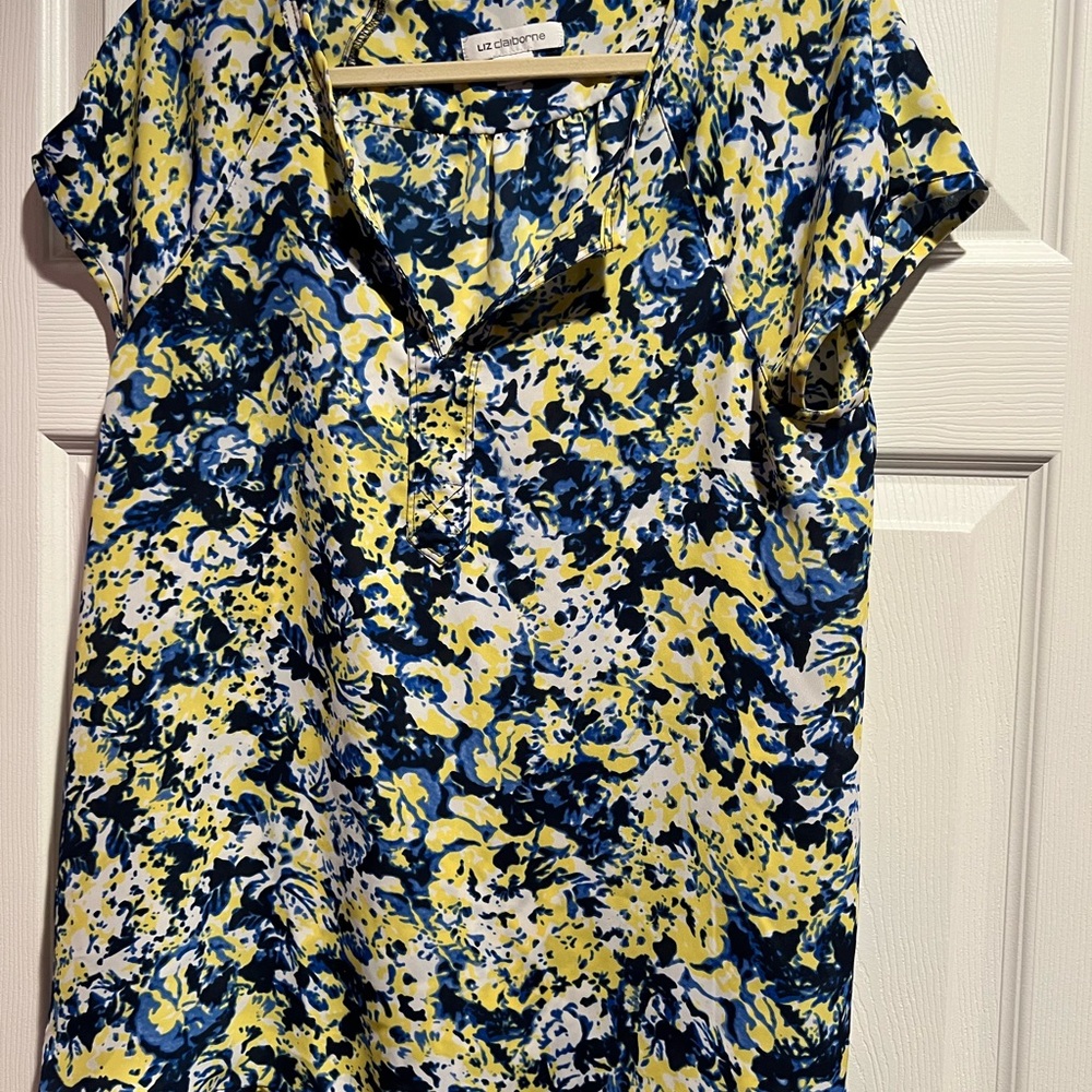 Women's Floral Top - Blue and Yellow